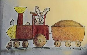 Veľkonočná planéta - zajac na vláčiku